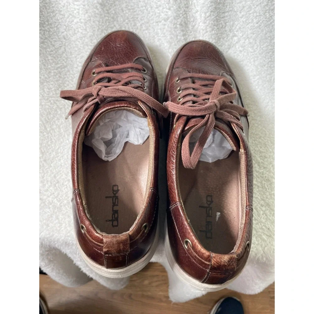 Dansko Mens Vaughn Brown Leather Lace Up Sneaker Casual Comfort Shoe EU 44 US 11